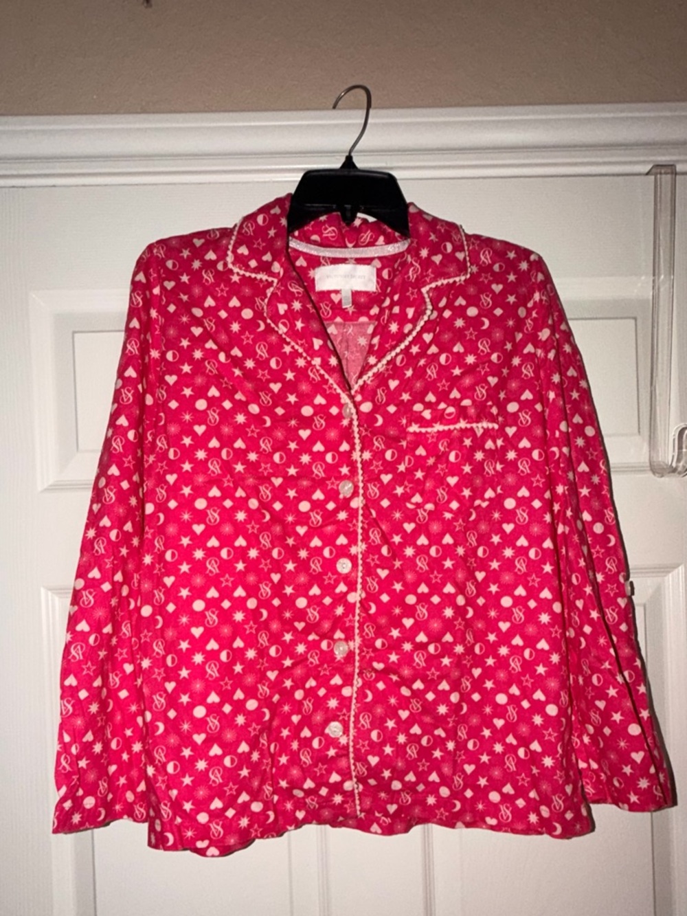 Y2K Victoria’s Secret Pink Pajama Set Hearts Stars VS Logo Medium Short - Picture 2 of 10